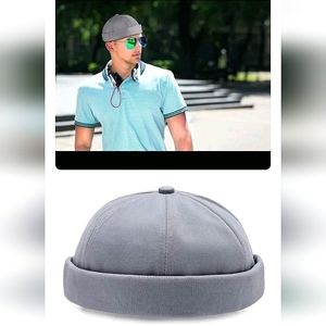 NEW Rolled Cuff Brimless Hat! 6-Panel Skull Cap. Adjustable Sailor Docker Beanie